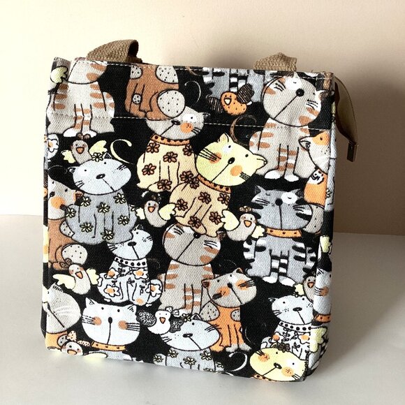 Cat Lovers Printed Small Handbag Reusable Canvas Bag Tote Cats - Picture 3 of 6